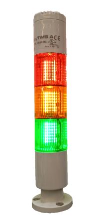 RS PRO Red/Green/Amber Buzzer Signal Tower, 3 Lights, 24 V ac/dc, Screw Mount [0]; 222-2441