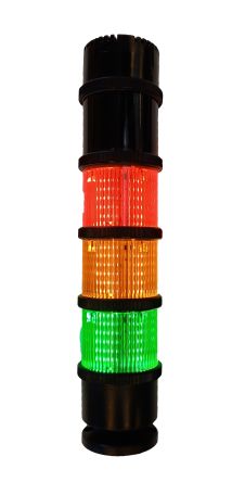 RS PRO Red/Green/Amber Signal Tower, 3 Lights, 24 V ac/dc, Base Mount [0]; 222-2447