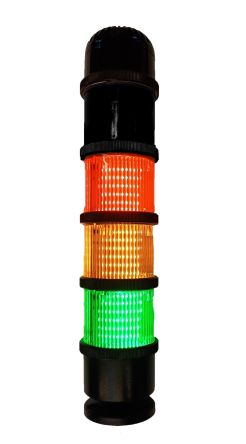 RS PRO Red/Green/Amber Buzzer Signal Tower, 3 Lights, 24 V ac/dc, Base Mount [0]; 222-2448