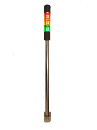 RS PRO Red/Green/Amber Signal Tower, 3 Lights, 24 V ac/dc, Screw Mount [0]; 222-2449