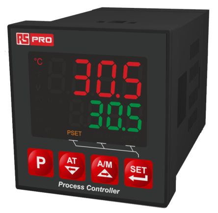 RS PRO Panel Mount PID Temperature Controller, 48 x 48mm 3 Input, 3 Output Analog and Relay, 24 V Supply Voltage [0]; 222-8151
