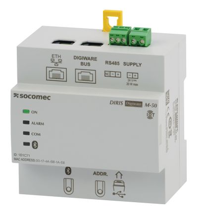 Socomec Serial Device Server, 2 Ethernet Port, 1 Serial Port, RS485 Interface, 115.2kbit/s Baud Rate [48290221]; 224-0354