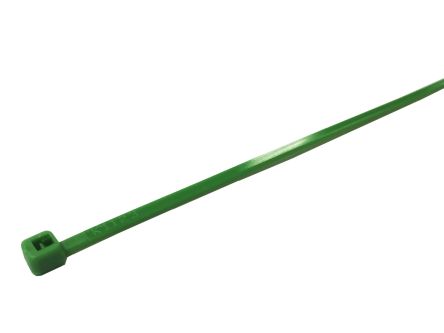 RS PRO Cable Tie, 380mm x 7.6 mm, Green Nylon, Pk-100 [0]; 224-3152