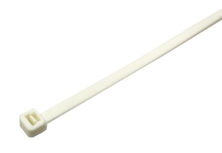 RS PRO Cable Tie, 380mm x 7.6 mm, White Nylon, Pk-100 [0]; 224-3156
