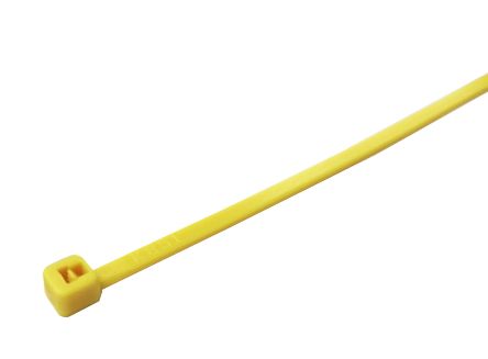 RS PRO Cable Tie, 380mm x 7.6 mm, Yellow Nylon, Pk-100 [0]; 224-3157