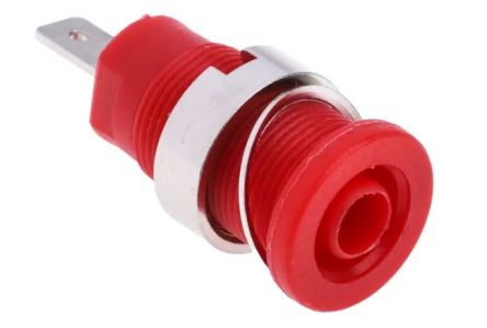 RS PRO Red Female Banana Socket, 4 mm Connector, Tab Termination, 24A, 1000V, Nickel, Tin Plating [0]; 224-7427