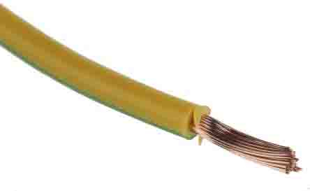 RS PRO Green/Yellow 2.5mm² Hook Up Wire, 14 AWG, 50/0.25 mm, 305m, PVC TI3 Insulation [0]; 225-2157