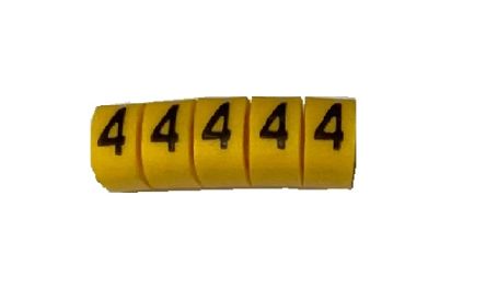 RS PRO Slide On Cable Marker, Black on Yellow, Pre-printed "4", 3 → 4.2mm Cable [0]; 225-2162