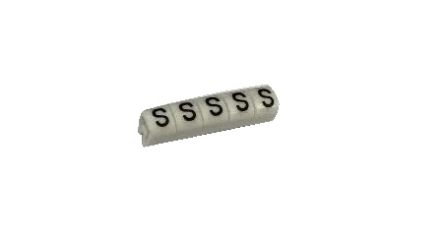 RS PRO Slide On Cable Marker, Black on White, Pre-printed "S", 3 → 4.2mm Cable [0]; 225-2175