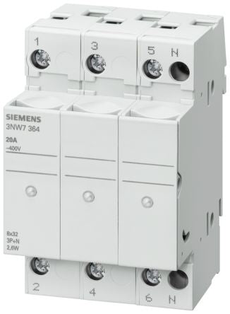 Siemens 32A Rail Mount Fuse Holder for 10 x 38mm Fuse, 3P, 690V [3NW7034]; 225-5422