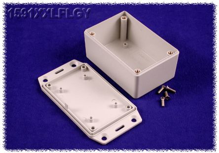 Hammond 1591 Series ABS Enclosure, IP54, Flanged, 86 x 56 x 36mm [1591XXLFLGY]; 225-6393