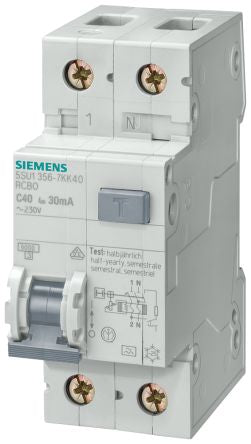 Siemens RCBO, 20A Current Rating, 2P Poles, 300mA Trip Sensitivity, Sentron Range [5SU1656-7KK20]; 225-8802