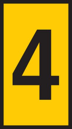 HellermannTyton WIC1 Cable Markers, Yellow, Pre-printed "4", 2 → 2.8mm Cable, 561-01644 WIC1-4-PA66-YE [561-01644 WIC1-4-PA66-YE]; 225-9855