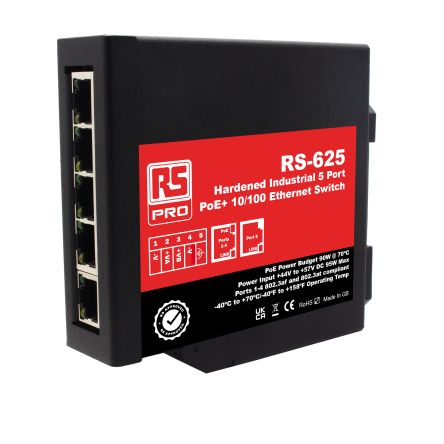 RS PRO Unmanaged 5 Port Ethernet Switch With PoE [0]; 226-3246