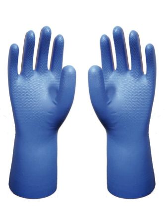 Showa 707D Blue Nitrile Chemical Resistant Gloves, Size 6, Nitrile Coating [SHO707D]; 227-0473
