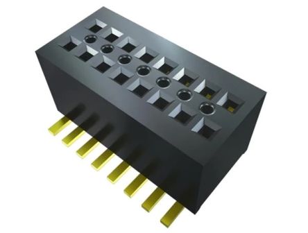 Samtec CLE Series Vertical Surface Mount Socket Strip, 10-Contact, 2-Row, 0.8mm Pitch, Through Hole Termination [CLE-105-01-G-DV-A-TR]; 227-1003