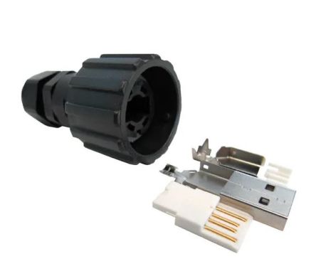 CONEC Straight, Cable Mount, Plug- Single Port Type A 2.0 IP67 USB Connector [17-200121]; 228-1204