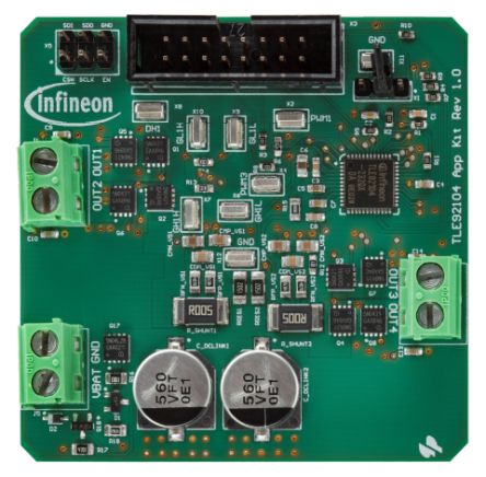 Infineon Evaluation board for Multi MOSFET Driver IC TLE92104-131QX/TLE9210-232QX MOSFET Driver for TLE92104-232QX for [TLE9210423QXAPPKITTOBO1]; 228-6712