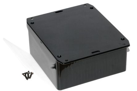 Hammond 1591 Series ABS General Purpose Enclosure, IP54, Flanged, 119 x 119 x 56mm [1591USFLBK]; 228-7317
