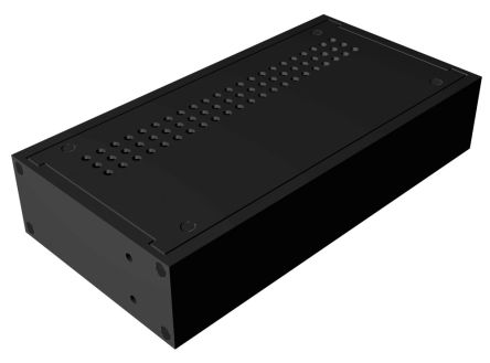 Hammond Black Aluminium Instrument Case, 44 x 211 x 108mm [RM1U0804VBK]; 228-7429
