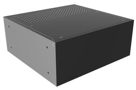 Hammond Black Aluminium Instrument Case, 89 x 211 x 203mm [RM2U0808VBK]; 228-7442