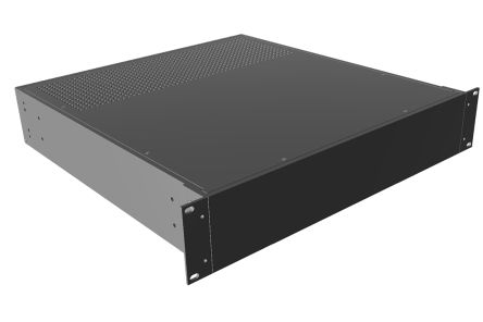Hammond Black Aluminium Instrument Case, 89 x 422 x 457mm [RM2U1918VBK]; 228-7448