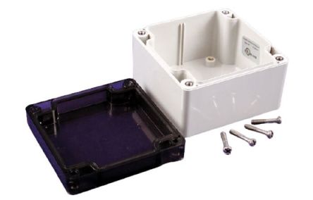 Hammond 1554 Series Polycarbonate Enclosure, IP68, 3.5 x 3.5 x 2.4in [1554E2GYSL]; 229-1022