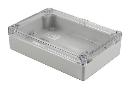 Hammond 1554 Series Polycarbonate Enclosure, IP68, Clear Lid, 7.1 x 4.7 x 1.8in [1554HL2GYCL]; 229-1033