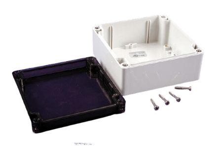 Hammond 1554 Series Polycarbonate Enclosure, IP68, 4.7 x 4.7 x 2.4in [1554N2GYSL]; 229-1061