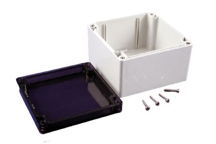 Hammond 1554 Series Polycarbonate Enclosure, IP68, 4.7 x 4.7 x 3.15in [1554P2GYSL]; 229-1065