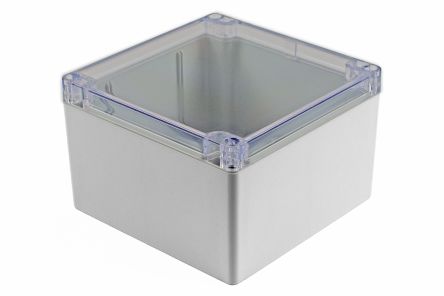 Hammond 1554 Series Polycarbonate Enclosure, IP68, Clear Lid, 5.51 x 5.51 x 3.54in [1554QA2GYCL]; 229-1080