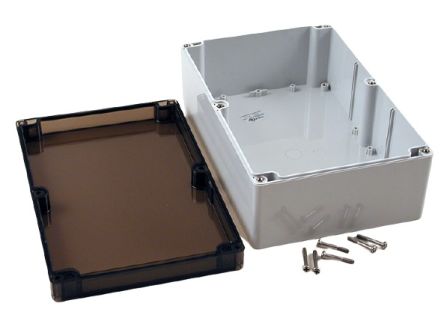 Hammond 1554 Series Polycarbonate Enclosure, IP68, 9.4 x 6.3 x 3.5in [1554VA2GYSL]; 229-1094