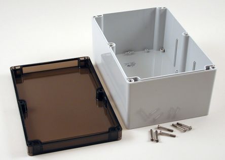 Hammond 1554 Series Polycarbonate Enclosure, IP68, 9.4 x 6.3 x 4.7in [1554VB2GYSL]; 229-1101
