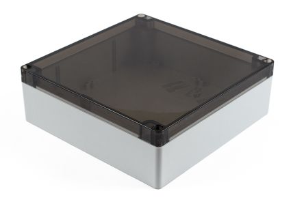 Hammond 1554 Series Polycarbonate Enclosure, IP68, 7.1 x 7.1 x 2.36in [1554W2GYSL]; 229-1103