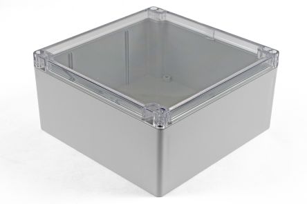 Hammond 1554 Series Polycarbonate Enclosure, IP68, Clear Lid, 7.1 x 7.1 x 3.54in [1554WA2GYCL]; 229-1104