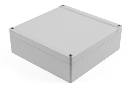 Hammond 1555 Series Polycarbonate Enclosure, IP68, 7.1 x 7.1 x 2.36in [1555W2GY]; 229-1192