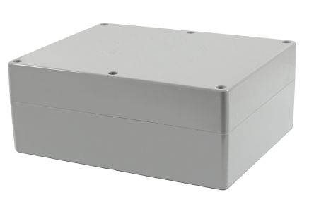 Hammond 1555 Series Light Grey ABS Enclosure, IP66, Grey Lid, 11.81 x 9.45 x 4.72in [1555YAGY]; 229-1202