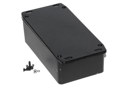 Hammond 1590-RIBBED Series Die Cast Aluminium Alloy Enclosure, IP65, Flanged, 153 x 82 x 46mm [1590WPFLBK]; 229-1601