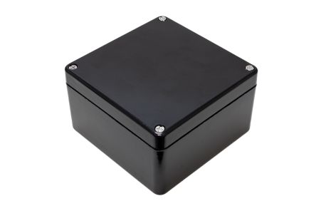 Hammond 1590ZGRPBK Series Black Fibreglass Reinforced Polyester Enclosure, IP66, 160 x 160 x 90mm [1590ZGRP161BK]; 229-1631