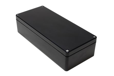 Hammond 1590ZGRPBK Series Black Fibreglass Reinforced Polyester Enclosure, IP66, 361 x 160 x 90mm [1590ZGRP163BK]; 229-1633