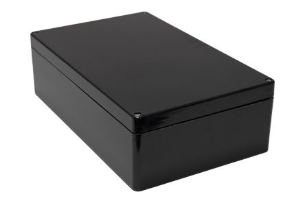 Hammond 1590ZGRPBK Series Black Fibreglass Reinforced Polyester Enclosure, IP66, 400 x 250 x 120mm [1590ZGRP243BK]; 229-1636