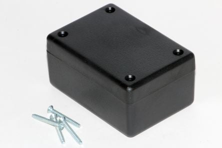 Hammond 1594 Series ABS Enclosure, IP54, 81 x 56 x 28mm [1594BSBK]; 229-1688