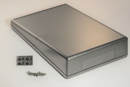 Hammond Black ABS Desktop Enclosure, Sloped Front, 220 x 140 x 41mm [1599KTLBK]; 229-1700