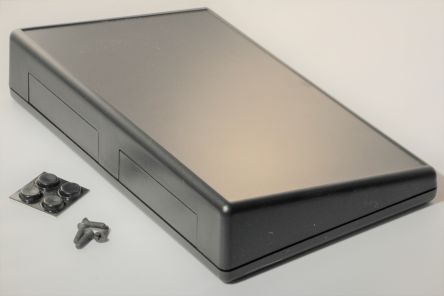 Hammond 1599T Series Black ABS Desktop Enclosure, Sloped Front, 220 x 140 x 46mm [1599KTSBK]; 229-1702