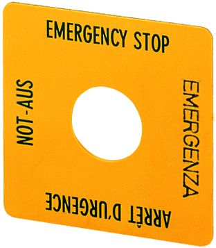 Eaton Emergency Stop Label for Use with Pushbuttons, Arrêt d'urgence - Emergency Stop - Emergenza - Not-Aus [058874 SQT1]; 229-9305