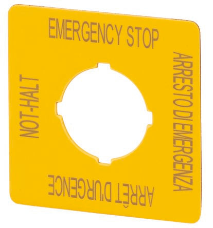 Eaton Emergency Stop Label for Use with Pushbuttons, Arresto di Emergenza - Arrêt d'urgence - Emergency Stop - Not Halt [121373 M22-XYK11]; 229-9370