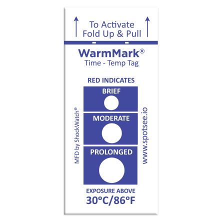 SpotSee Non-Reversible Temperature Sensitive Label, +30°C to +37°C, 1 Level Levels [WM 30/86 10PK]; 229-9761