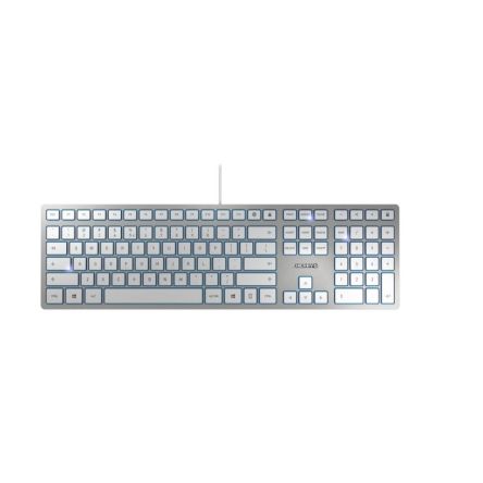Cherry KC 6000 SLIM Wired USB Keyboard, QWERTY (UK), Silver, White [JK-1610GB-1]; 229-9778