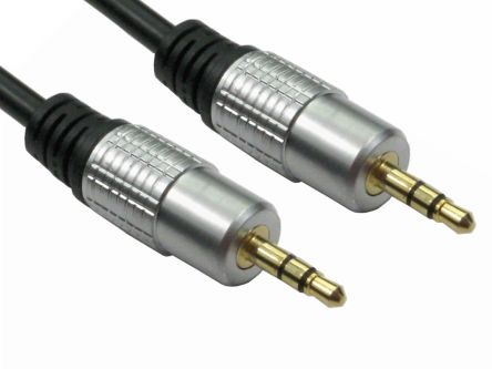 RS PRO Male 3.5mm Stereo Jack to Male 3.5mm Stereo Jack Aux Cable, Black, 3m [0]; 229-9934