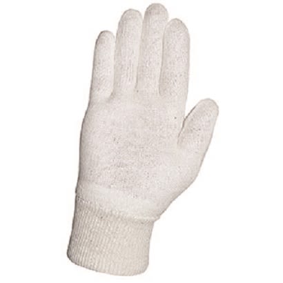 Liscombe White Cotton Cotton Glove Liners, Size 9, Stockinette Knitted Cotton Coating [679L]; 230-0544